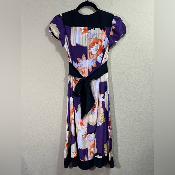 NEW Corey Lynn Calter Women's Silk Floral Fit and Flare Cap Sleeve Midi Dress 0 - Picture 2 of 12